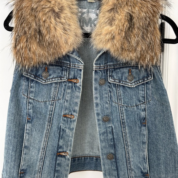 Michael Kors Jackets & Blazers - Michael Kors Denim Vest with Fox Fur Trim